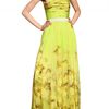Giambattista Valli Flower Printed Silk Chiffon Long Dress in Yellow - Lyst