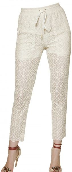 Jo No Fui Cotton Lace Cropped Track Trousers in White - Lyst