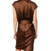 Lanvin Draped Washed Silk Satin Dress in Brown - Lyst
