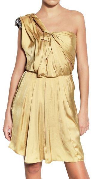 Lanvin Swarovski Techno Washed Satin Dress - Lyst