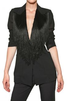 Maison Martin Margiela Fringed Wool Cotton Light Gauze Jacket - Lyst