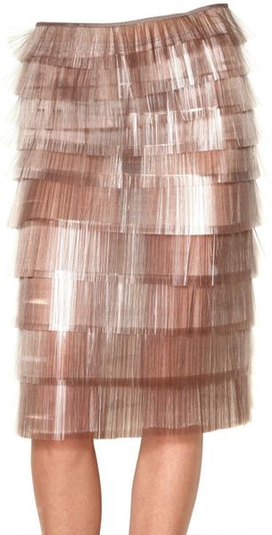 Marc Jacobs Fringing On Mesh Pencil Skirt - Lyst