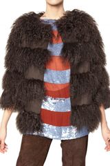 Maurizio Pecoraro Wool Cloth and Mongolian Fur Fur Coat