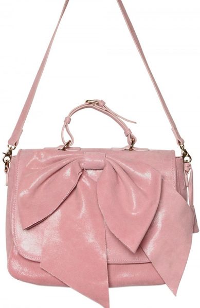 Red Valentino Laminated Leather Bow Shoulder Bag in Pink | Lyst