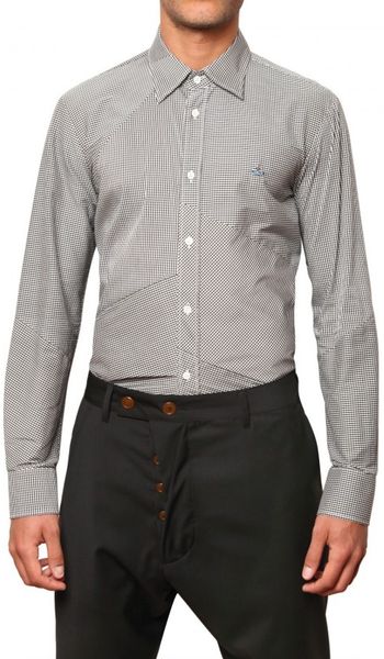 Vivienne Westwood Patchwork Vichy Poplin Shirt in Gray for Men (black) - Lyst