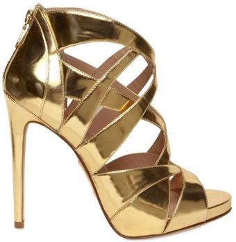 Alejandro Ingelmo 120mm Mirrored Gold Cage Sandals - Lyst