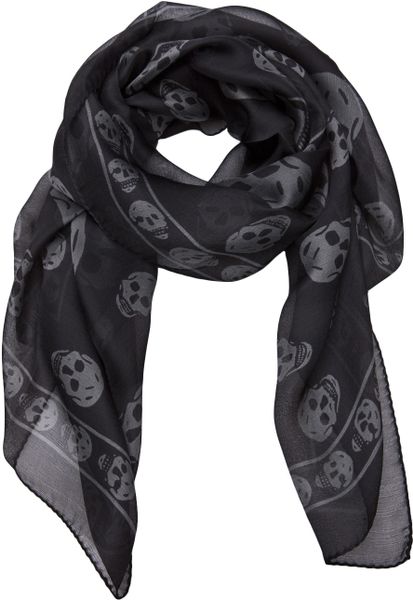 Alexander Mcqueen Skull Print Scarf in Black for Men - Lyst
