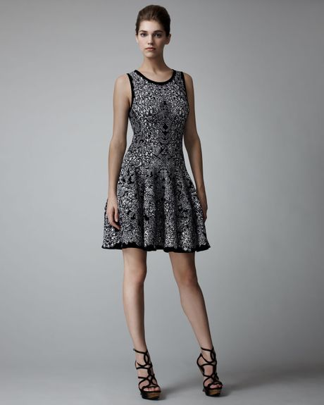 Alexander Mcqueen Fullskirt Barnacle Dress in Gray (white) - Lyst