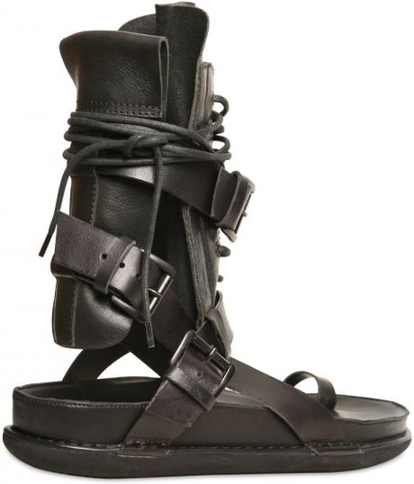 Ann Demeulemeester Calfskin Lace Up Sandals in Black for Men | Lyst