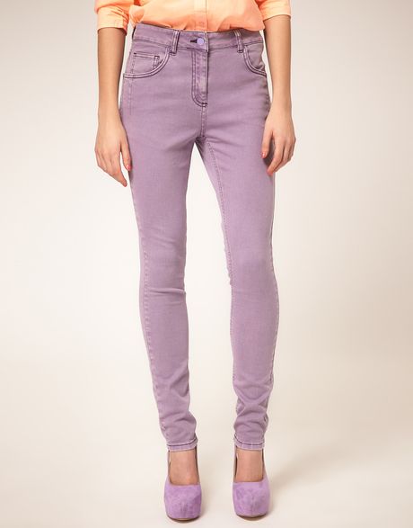 Asos Collection Asos High Waisted Skinny Jean in Lilac in Purple (lilac) - Lyst