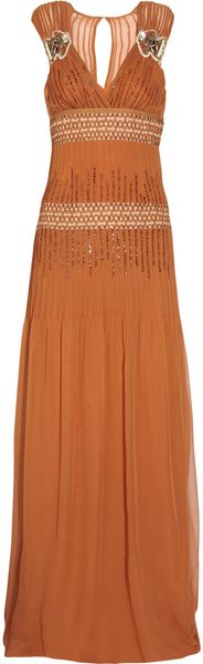 Carolina Herrera Embroidered Silk Gown - Lyst