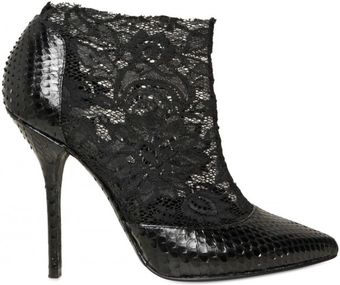  110mm Python & Lace Pointy Low Boots 