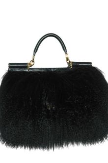 Dolce & Gabbana Miss Sicily Mongolia Fur Top Handle - Lyst