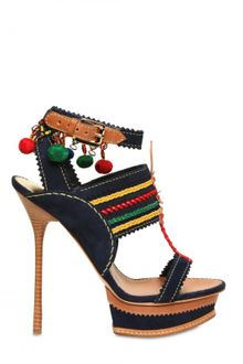 DSquared2 140mm Suede Pom Pom Woven Sandals - Lyst