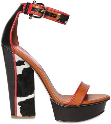 Dsquared2 150mm Leather & Pony Skin Sandals in Brown (multi) - Lyst