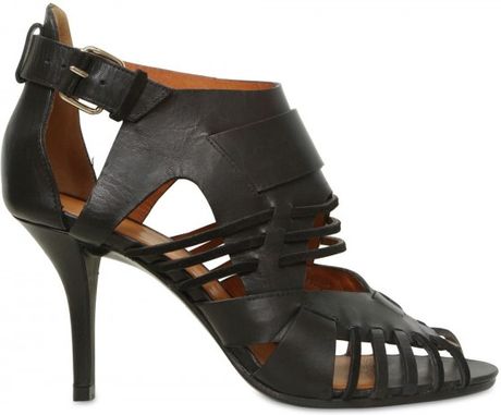 Givenchy 80mm Leather & Suede Cage Sandals in Black - Lyst