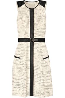 Jason Wu Belted Leather-trimmed Tweed Dress - Lyst