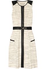 Jason Wu Belted Leather-trimmed Tweed Dress