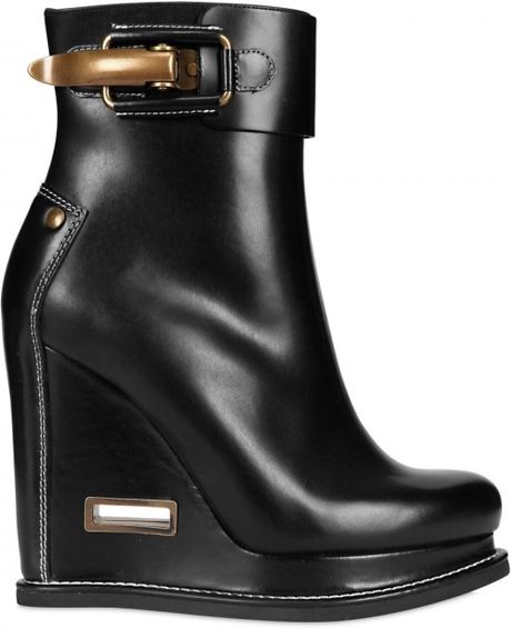 Jil Sander 110mm Calfskin Buckled Low Boot Wedges in Black - Lyst