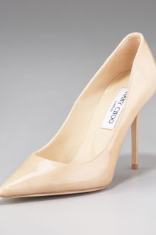 Jimmy Choo Abel Point-toe Patent Pump, Nude - Lyst