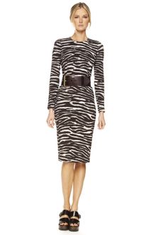 Michael Kors Belted Zebra-Print Dress - Lyst