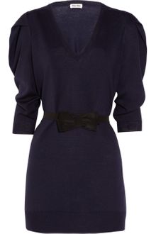 Miu Miu Belted Wool Sweater Dress - Lyst