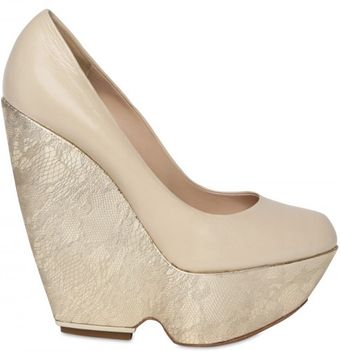 Nicholas Kirkwood Leather and Metallic Leather Wedge Pumps - Lyst