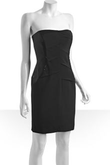 Nicole Miller  Silk Stretch Sequined Strapless Ruched Panel Dress - Lyst
