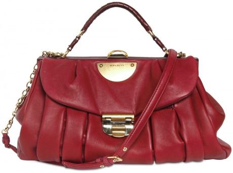 Nina Ricci Pleated Calfskin Top Handle in Purple (burgundy) - Lyst