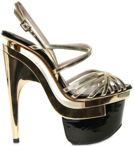 Versace 160mm Laminated Mirror Sandals in Gold (black) - Lyst