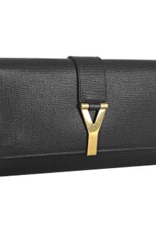 Yves Saint Laurent Black Leather Y Clutch - Lyst