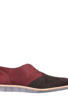 Yves Saint Laurent Two-tone Derby Shoes in Brown and Burgundy Suede with Leather Laces - Lyst