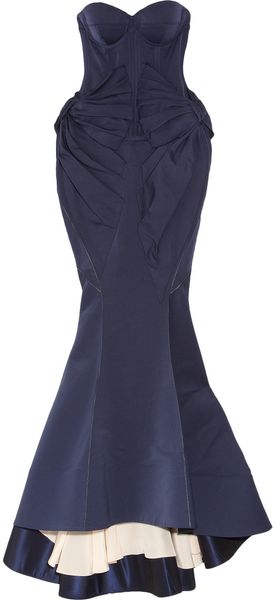 Zac Posen Cotton-blend Twill Fishtail Gown - Lyst