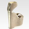 Jimmy Choo Topaz Suede & Metallic Leather Wedge Sandals in Gold (khaki) - Lyst