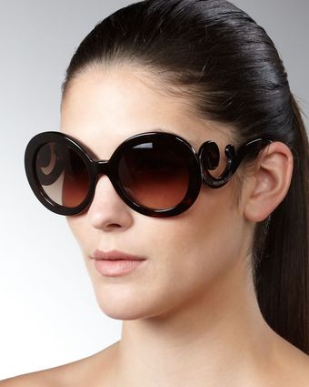  Decorative-Arm Sunglasses, Brown 