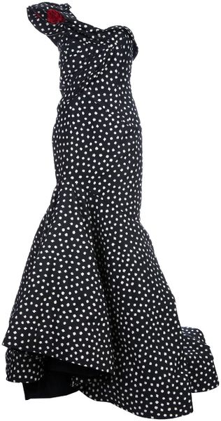 Oscar De La Renta Printed Silk Evening Dress in Blue - Lyst