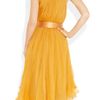 Alexander Mcqueen Belted SilkChiffon Dress in Yellow - Lyst