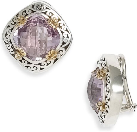Lois Hill Rose De France Diamond Shape Clip Earrings in Gold (silver/ rose am) - Lyst