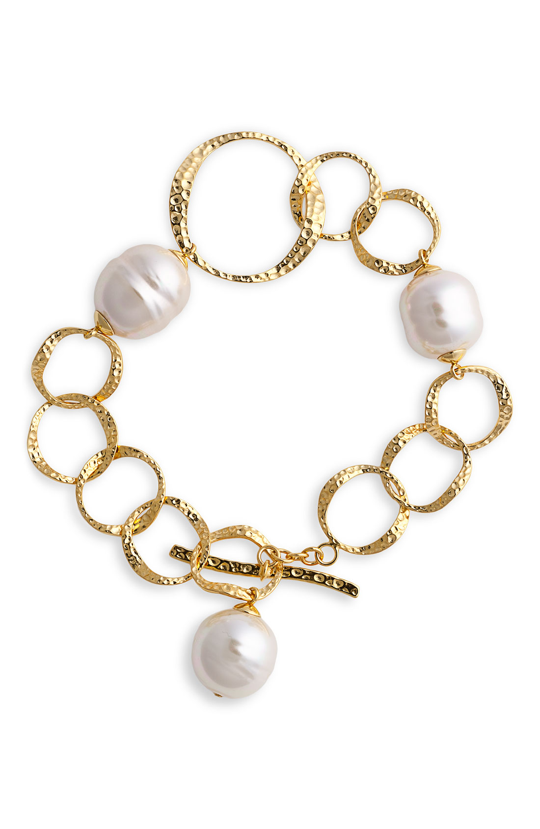 Majorica 14mm Baroque Pearl Toggle Bracelet in Gold (white/ gold) | Lyst