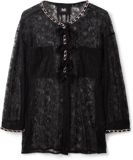 D&g Chain Detail Lace Shirt in Black - Lyst