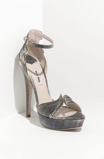 Miu Miu Ankle Strap Snake Sandal - Lyst