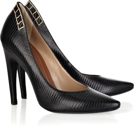 Proenza Schouler LizardEffect Leather Pumps in Black - Lyst