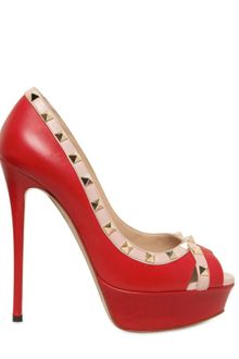 Valentino 140mm Leather Rockstud Open Toe Pumps - Lyst