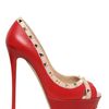 Valentino 140mm Leather Rockstud Open Toe Pumps in Red - Lyst