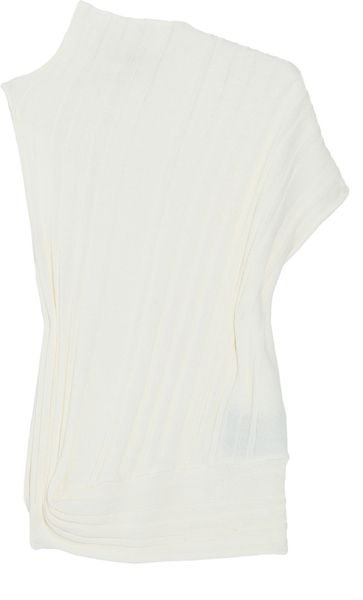 Alexander Wang Asymmetric Ribbed Cottonknit Top in White - Lyst