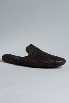 Bottega Veneta Black Intrecciato Leather Loafer Slippers - Lyst
