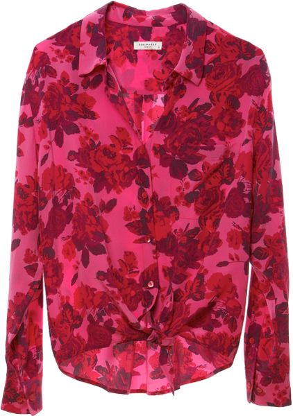 Equipment Daddy Tie Front In Floral Berry in Pink (floral) - Lyst