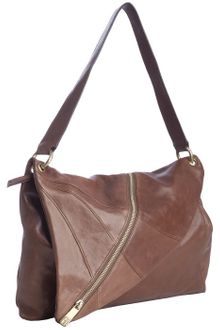 Kooba Brown Leather Zip Front Halle Slouchy Shoulder Bag - Lyst