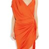 Lanvin Draped Crepejersey Dress in Orange - Lyst