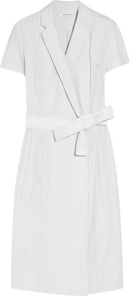 Narciso Rodriguez Stretch Cottonblend Wrap Dress in White - Lyst